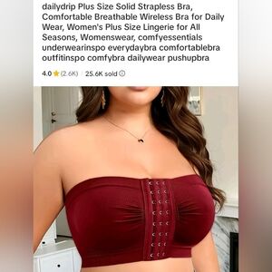 Strapless Hook-and-Eye Bandeau Bra in Deep Burgundy